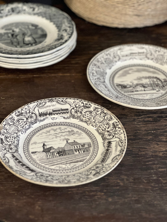 French Antique Porcelain Talking Plates