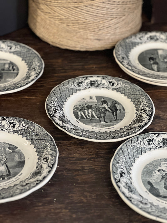 French Antique Porcelain Talking Plates