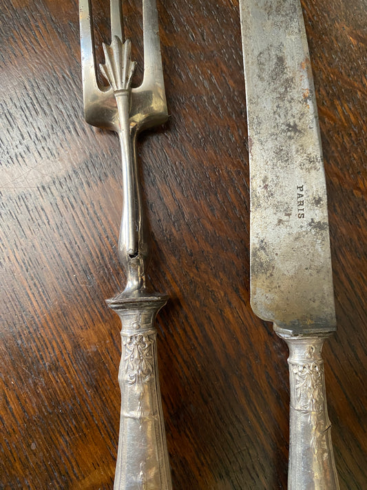 French Antique Silver Carving Set