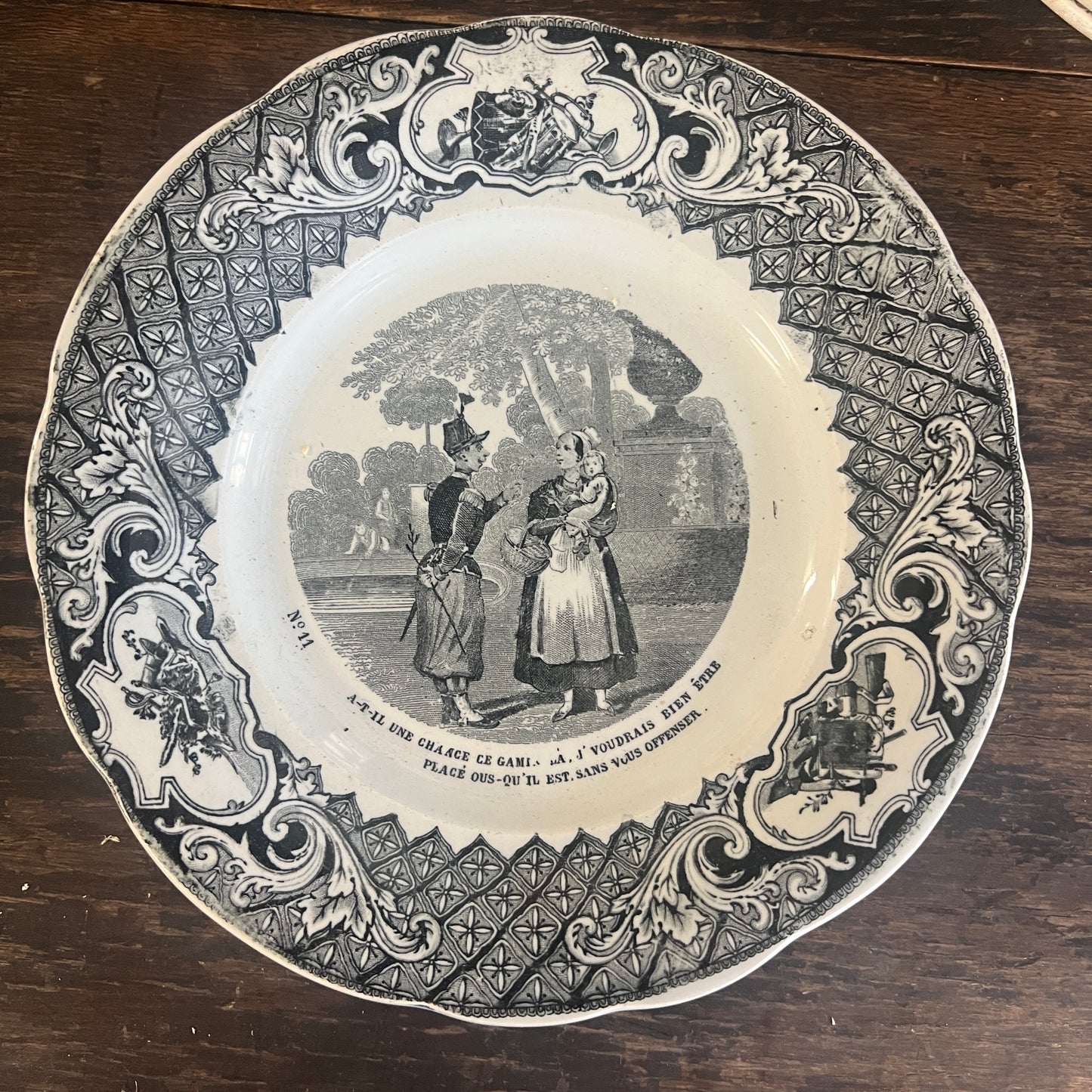 French Antique Porcelain Talking Plates
