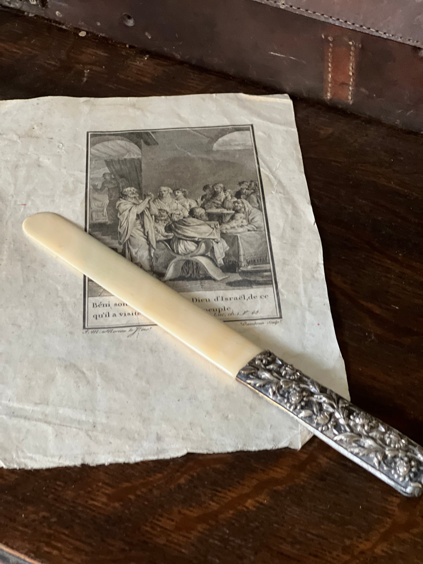 Antique Bone and Silver Plate Letter opener/page turner