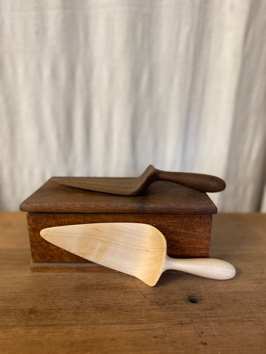 Hand Carved Wooden Cake Server
