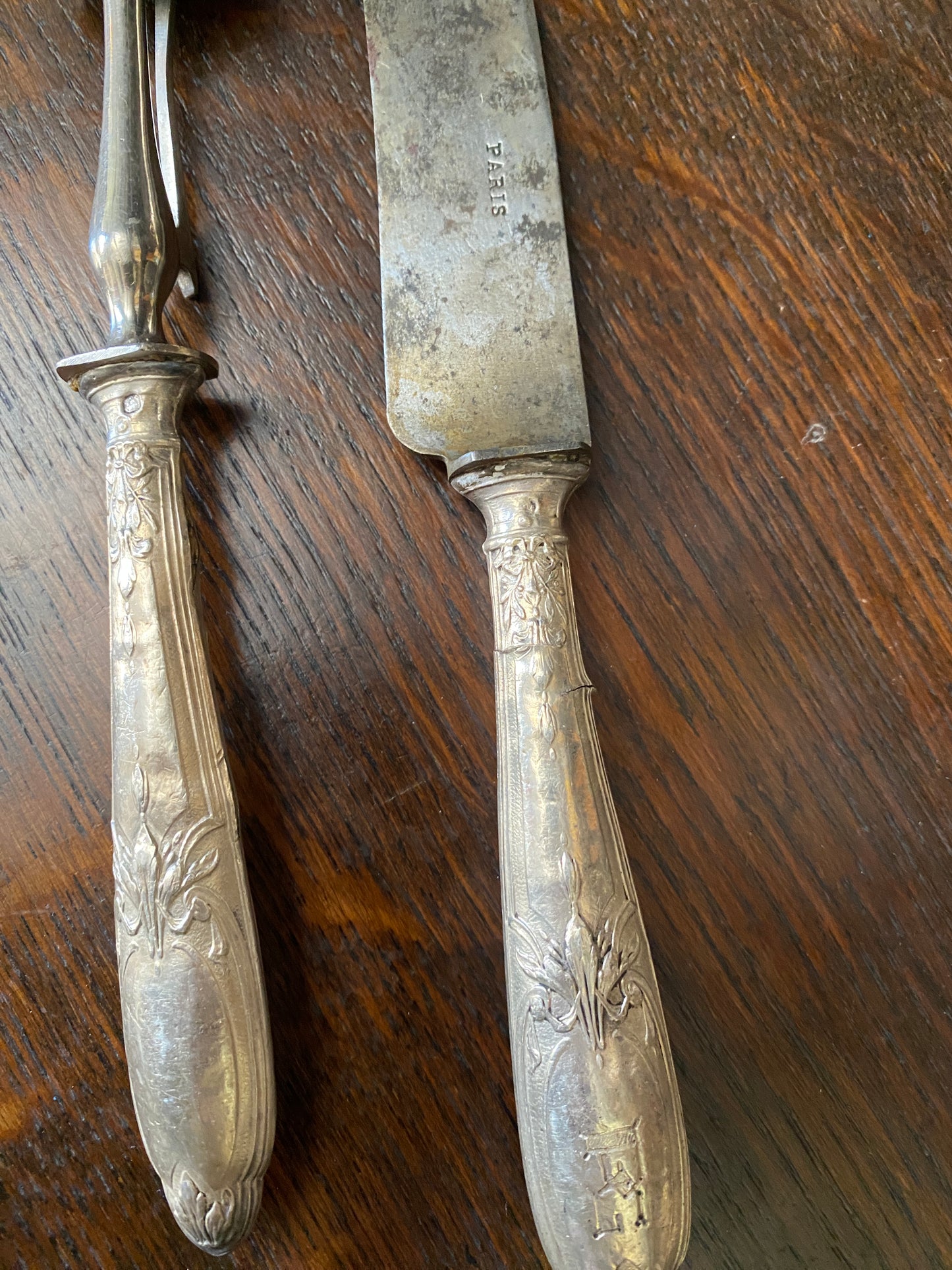 French Antique Silver Carving Set