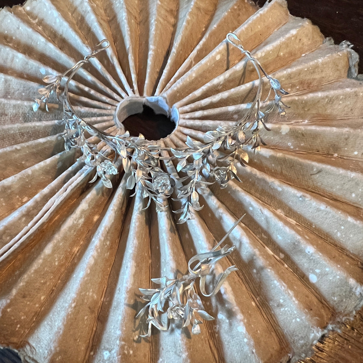 Antique European 800 Silver Myrtle Bridal Diadem with Groom Buttonhole
