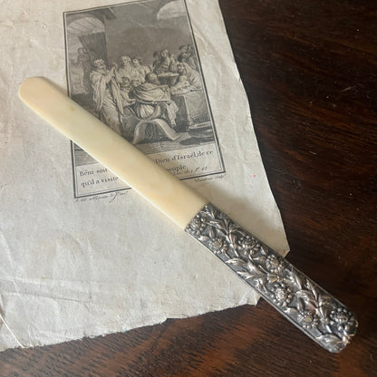 Antique Bone and Silver Plate Letter opener/page turner