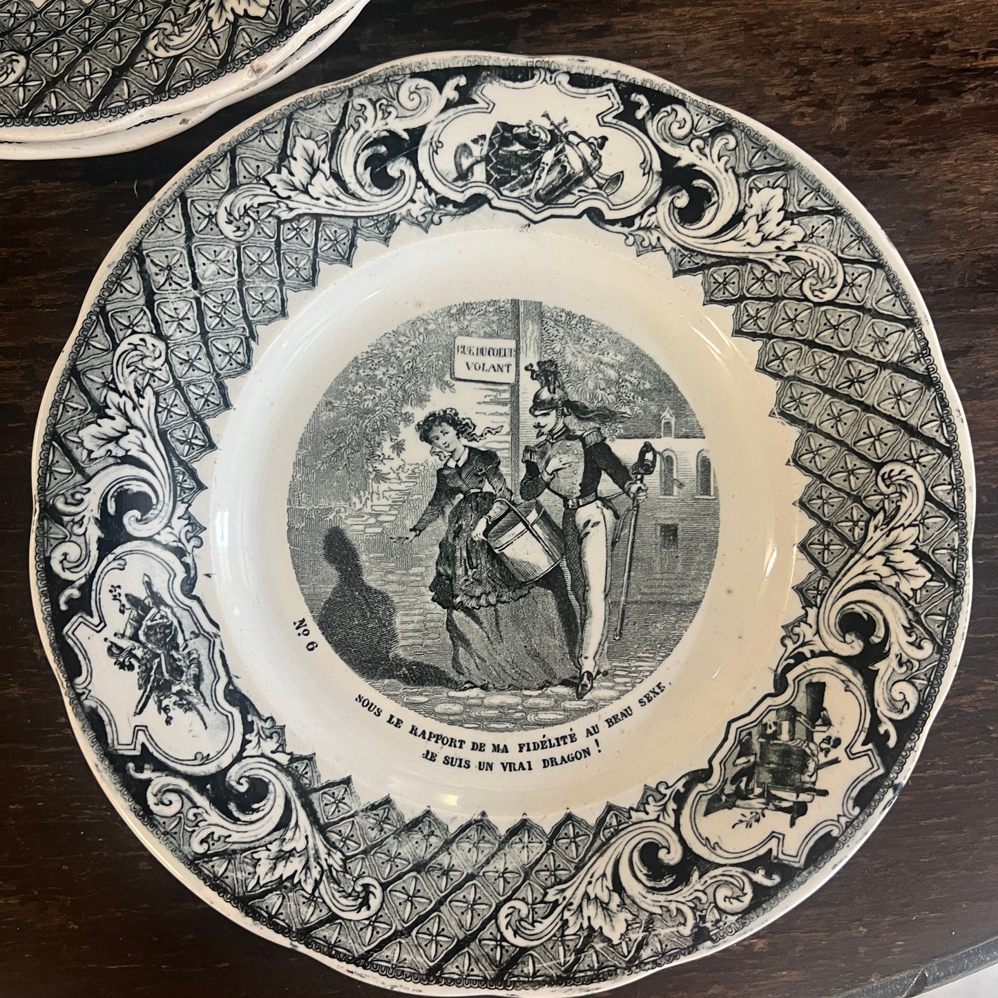French Antique Porcelain Talking Plates