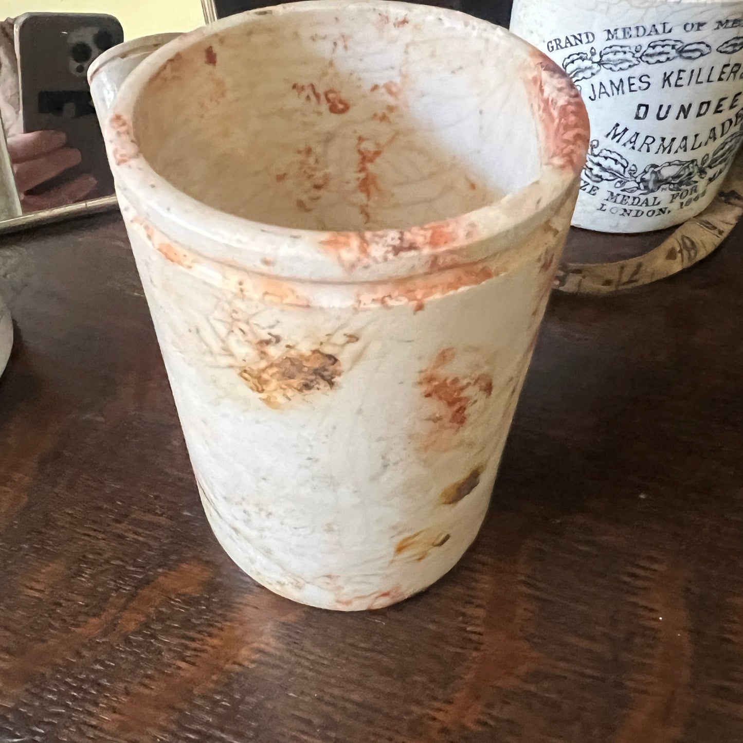 Antique Stoneware: Marmalade Jar - James Keiller & Son's; Potted Meat; and Ink Bottle