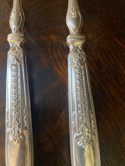 French Antique Silver and Horn Salad Servers