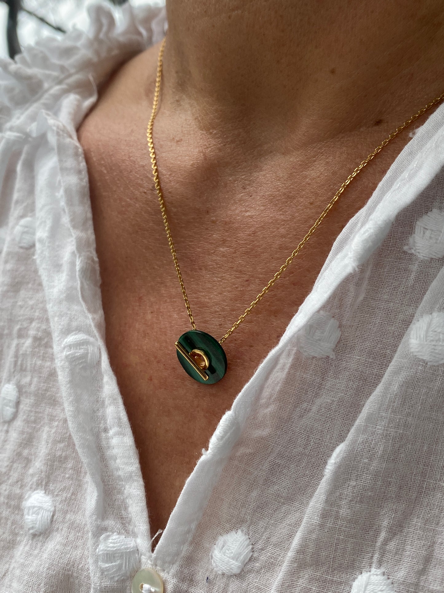 Baie Necklace Green - Silver or Gold