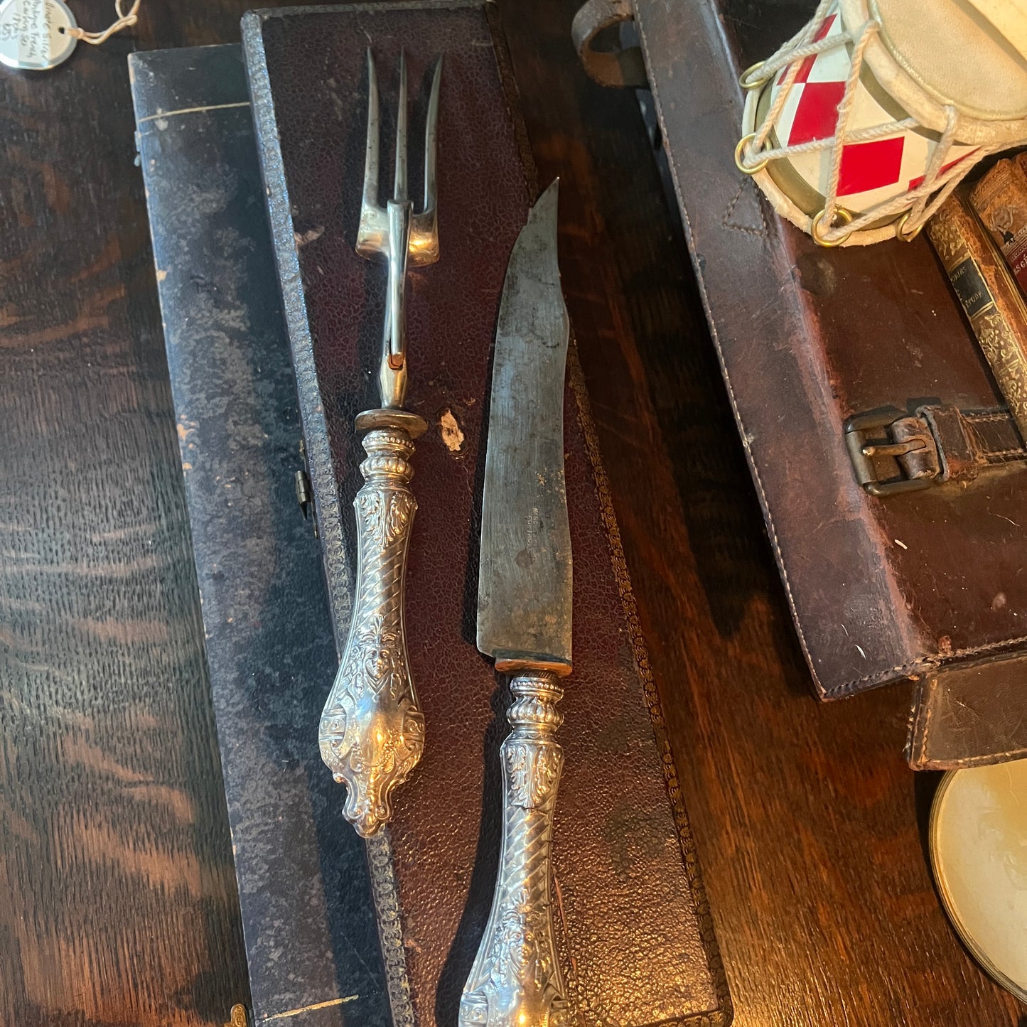 Boxed French Antique Silver Carving Set