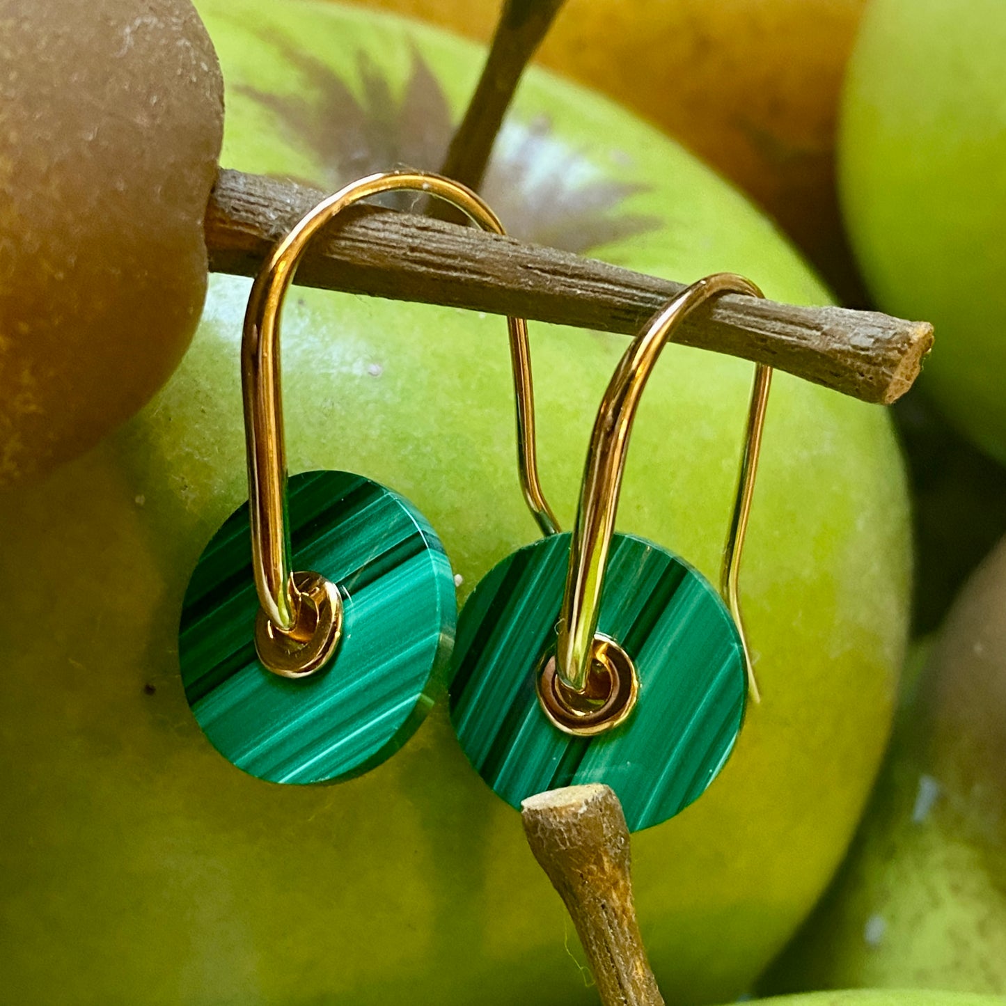 Baie Earrings Green - Silver or Gold