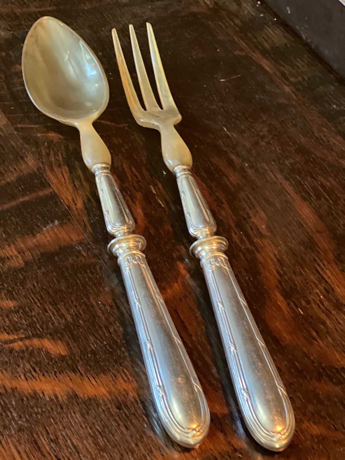 French Silver Plated Handled Salad Servers