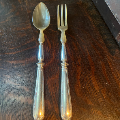 French Silver Plated Handled Salad Servers