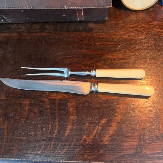 Simple English Bone Handled Carving Set