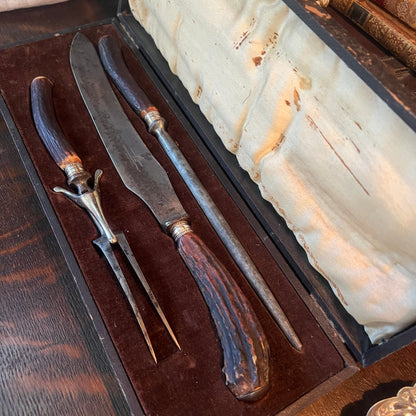 Boxed English Stag Handled Carving Set