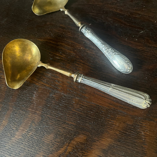 Antique Silver handle and Brass bowl Serving Ladels
