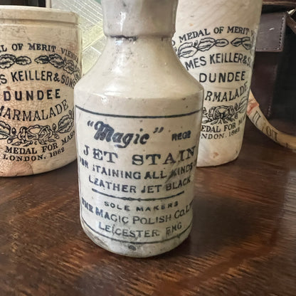 Antique Stoneware: Marmalade Jar - James Keiller & Son's; Potted Meat; and Ink Bottle