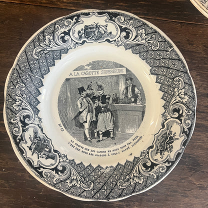French Antique Porcelain Talking Plates