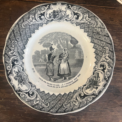 French Antique Porcelain Talking Plates