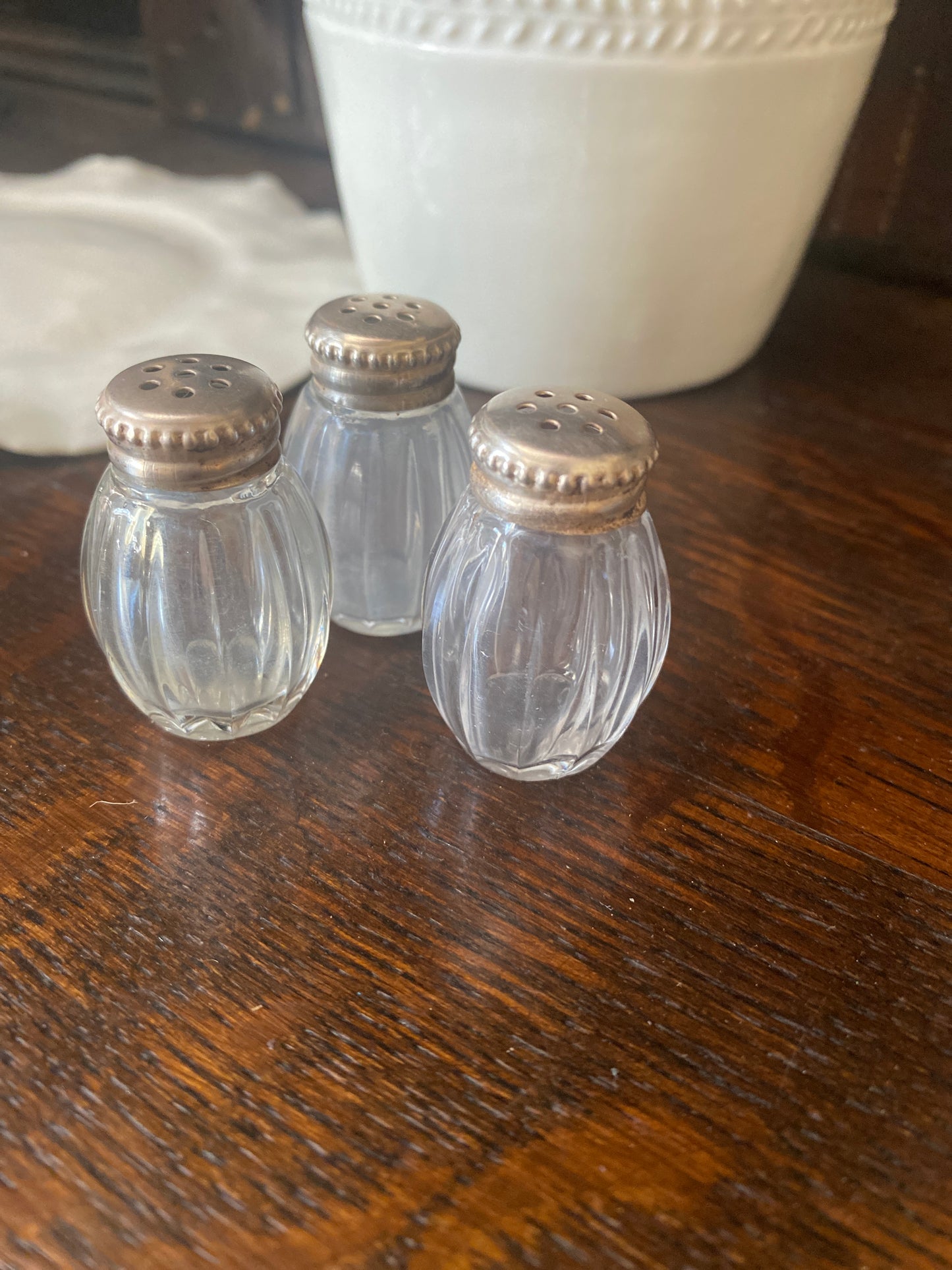 Christofle Orfevrerie Silver and Glass Salt Shakers