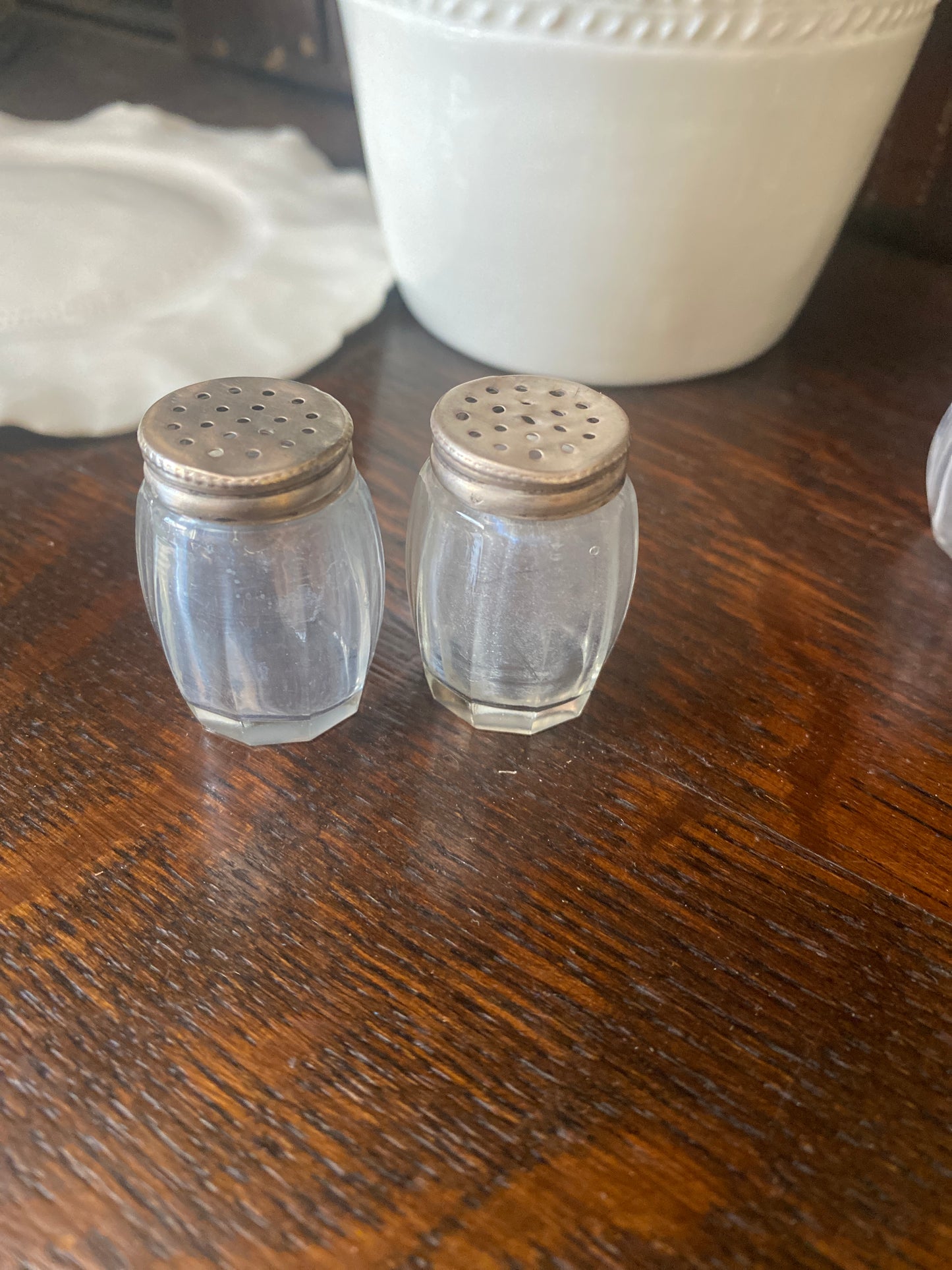 Christofle Orfevrerie Silver and Glass Salt Shakers